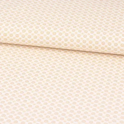Baumwollstoff Popeline Minimals Blümchen Kreis-Ornamente weiß gelb 1,48m Breite