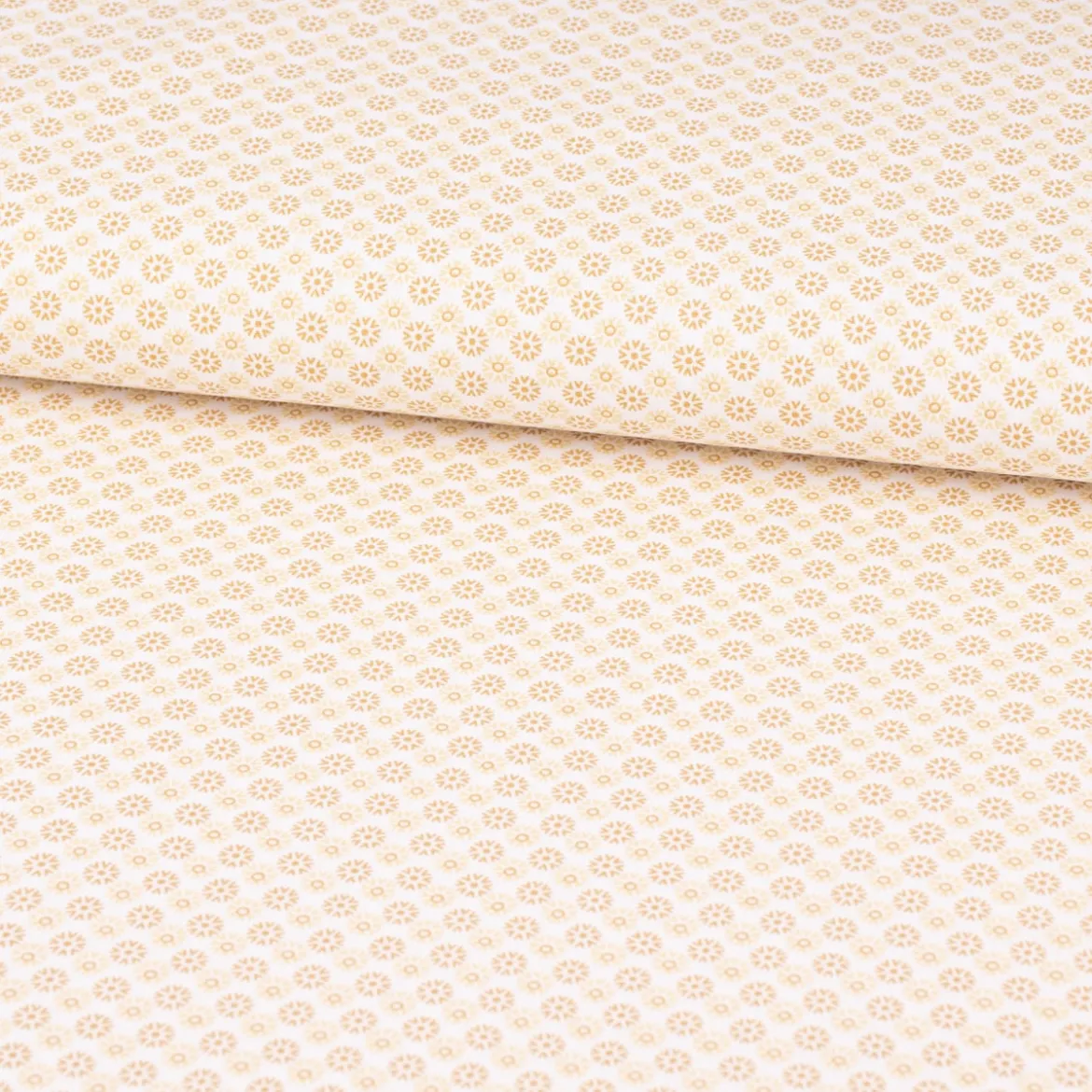 Baumwollstoff Popeline Minimals Blümchen Kreis-Ornamente weiß gelb 1,48m Breite