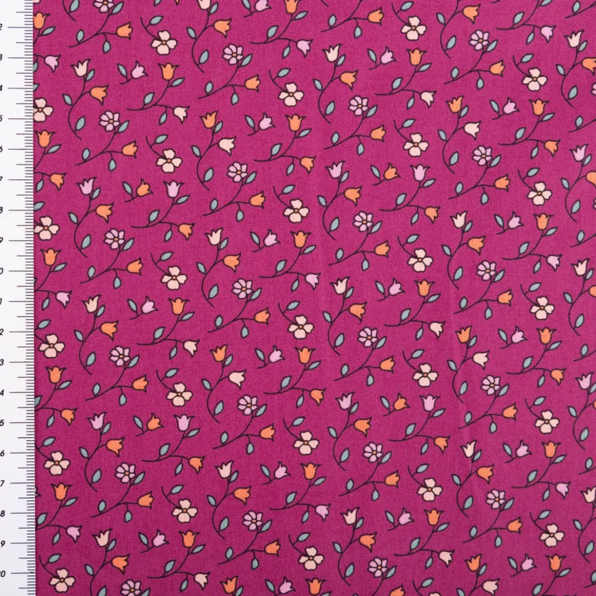Baumwollstoff Popeline Mini Blümchen fuchsia 1,48m Breite