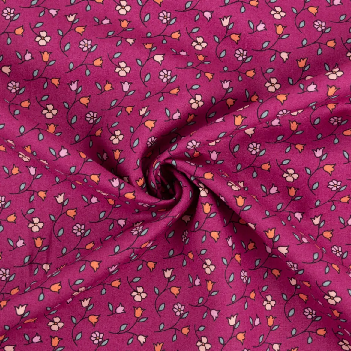 Baumwollstoff Popeline Mini Blümchen fuchsia 1,48m Breite