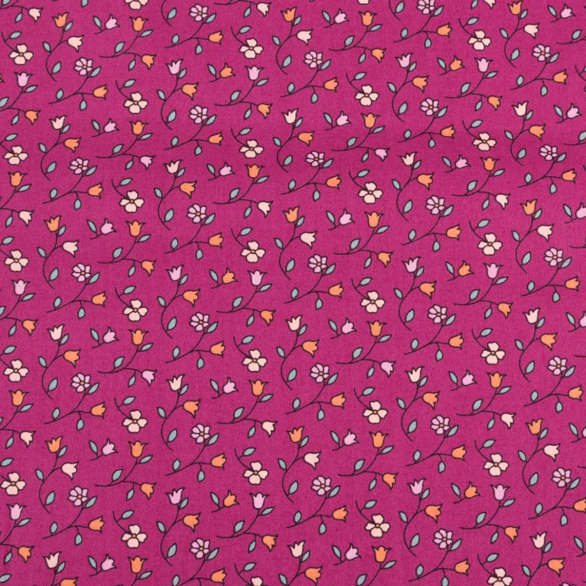 Baumwollstoff Popeline Mini Blümchen fuchsia 1,48m Breite