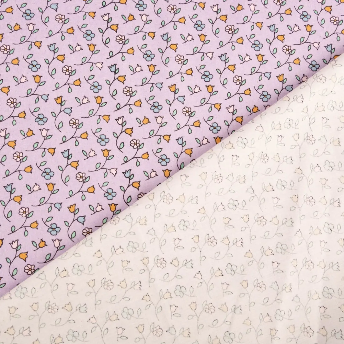 Baumwollstoff Popeline Mini Blümchen lila 1,48m Breite