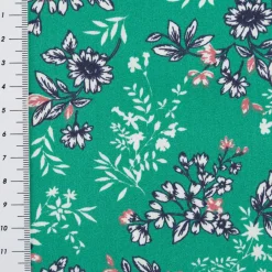 Baumwollstoff Popeline Odette Blümchen grün 1,45m Breite