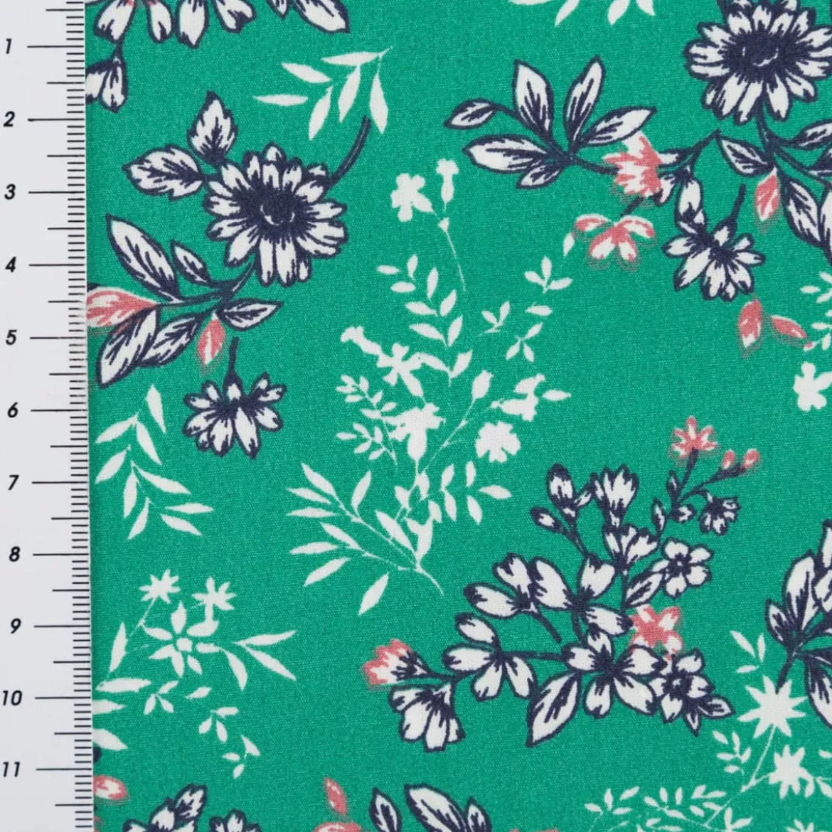 Baumwollstoff Popeline Odette Blümchen grün 1,45m Breite