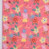 Baumwollstoff Popeline Peppa Wutz Blumen Blätter Schriftzug rosa gelb grün blau 1,5m Breite