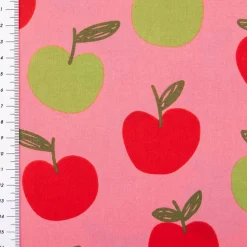 Baumwollstoff Popeline Äpfel rosa rot grün 1,48m Breite