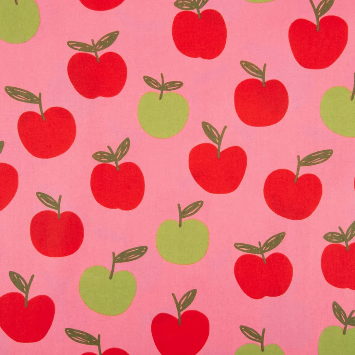 Baumwollstoff Popeline Äpfel rosa rot grün 1,48m Breite