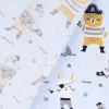 Baumwollstoff Popeline PIRATES Pirat Hase Bär Sterne blau grau ocker 1,45m Breite