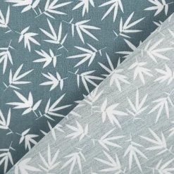 Baumwollstoff Popeline Rikka Blätter graublau 1,45m Breite