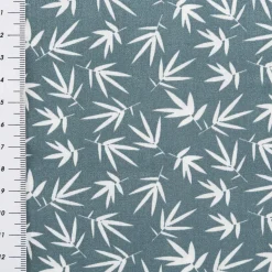Baumwollstoff Popeline Rikka Blätter graublau 1,45m Breite