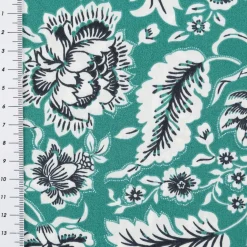 Baumwollstoff Popeline Romana Blumen smaragdgrün 1,45m Breite