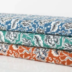 Baumwollstoff Popeline Romana Blumen blau 1,45m Breite