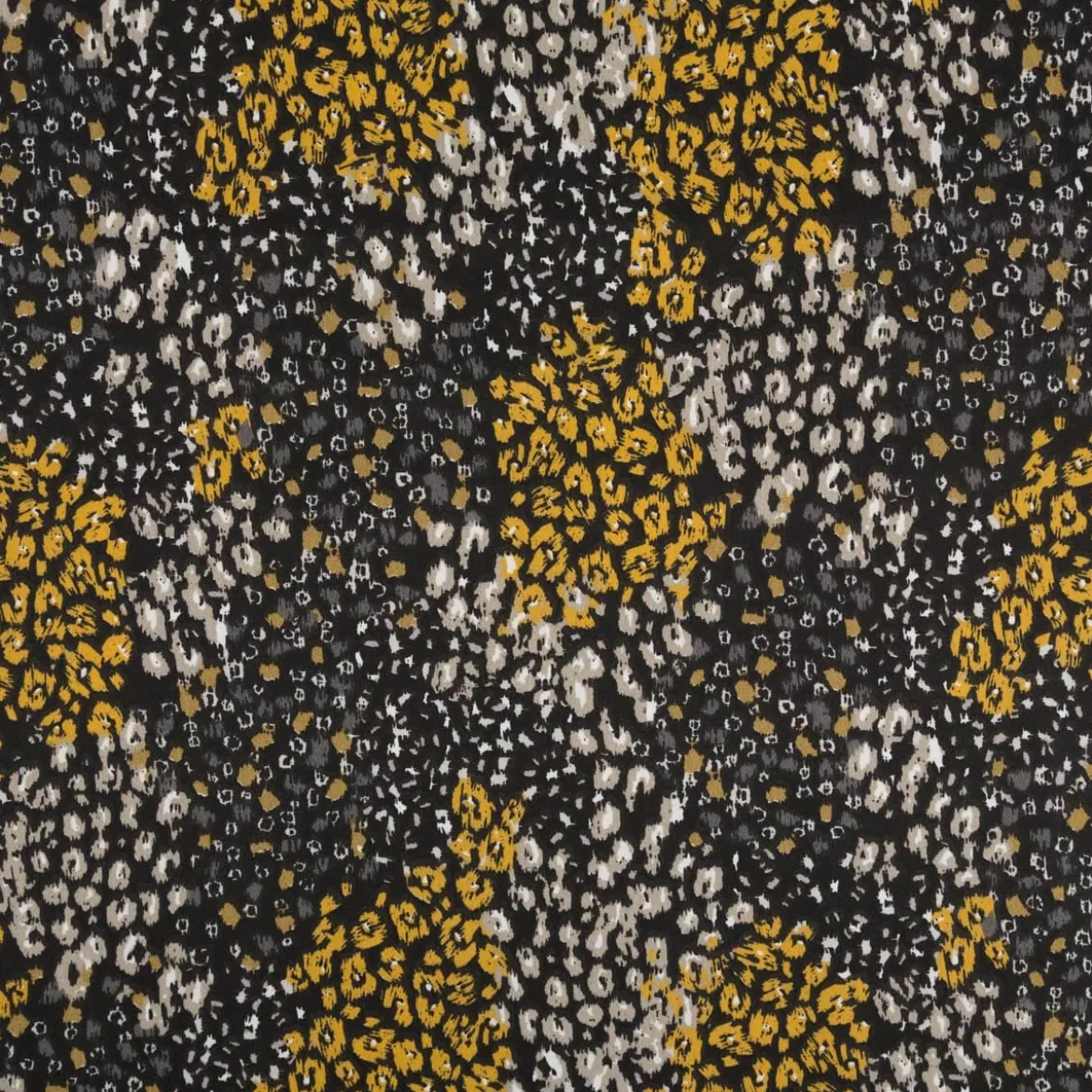 Baumwollstoff Popeline Samburu abstrakte Mini-Blüten schwarz gelb 1,45m Breite