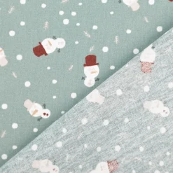 Baumwollstoff Popeline Schneemann mint – weich & pflegeleicht, 1,40 m Breite