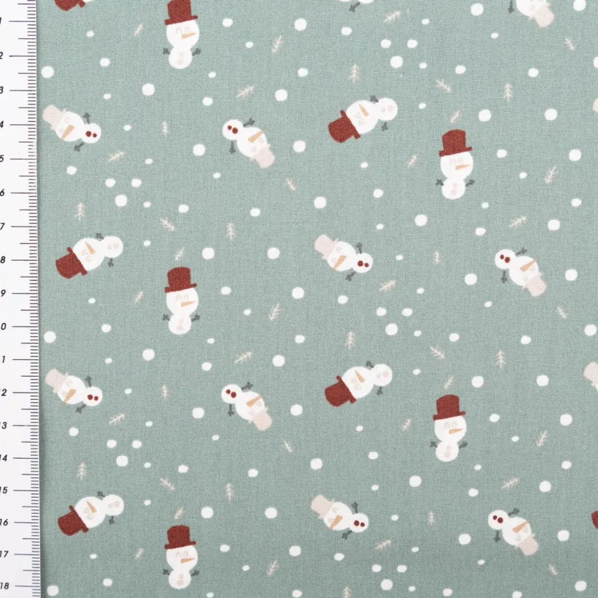 Baumwollstoff Popeline Schneemann mint – weich & pflegeleicht, 1,40 m Breite