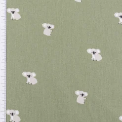Baumwollstoff Popeline Stoff Koala klein altgrün grau 1,45m Breite