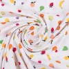 Baumwollstoff Popeline Stoff Tutti Frutti Früchte Apfel Beeren weiß bunt 1,45m Breite