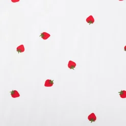 Baumwollstoff Popeline Stoff Mini Erdbeeren weiß rot grün 1,45m Breite
