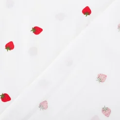 Baumwollstoff Popeline Stoff Mini Erdbeeren weiß rot grün 1,45m Breite
