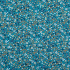 Baumwollstoff Popeline Stoff Millefleurs Blümchen türkis 1,45m Breite