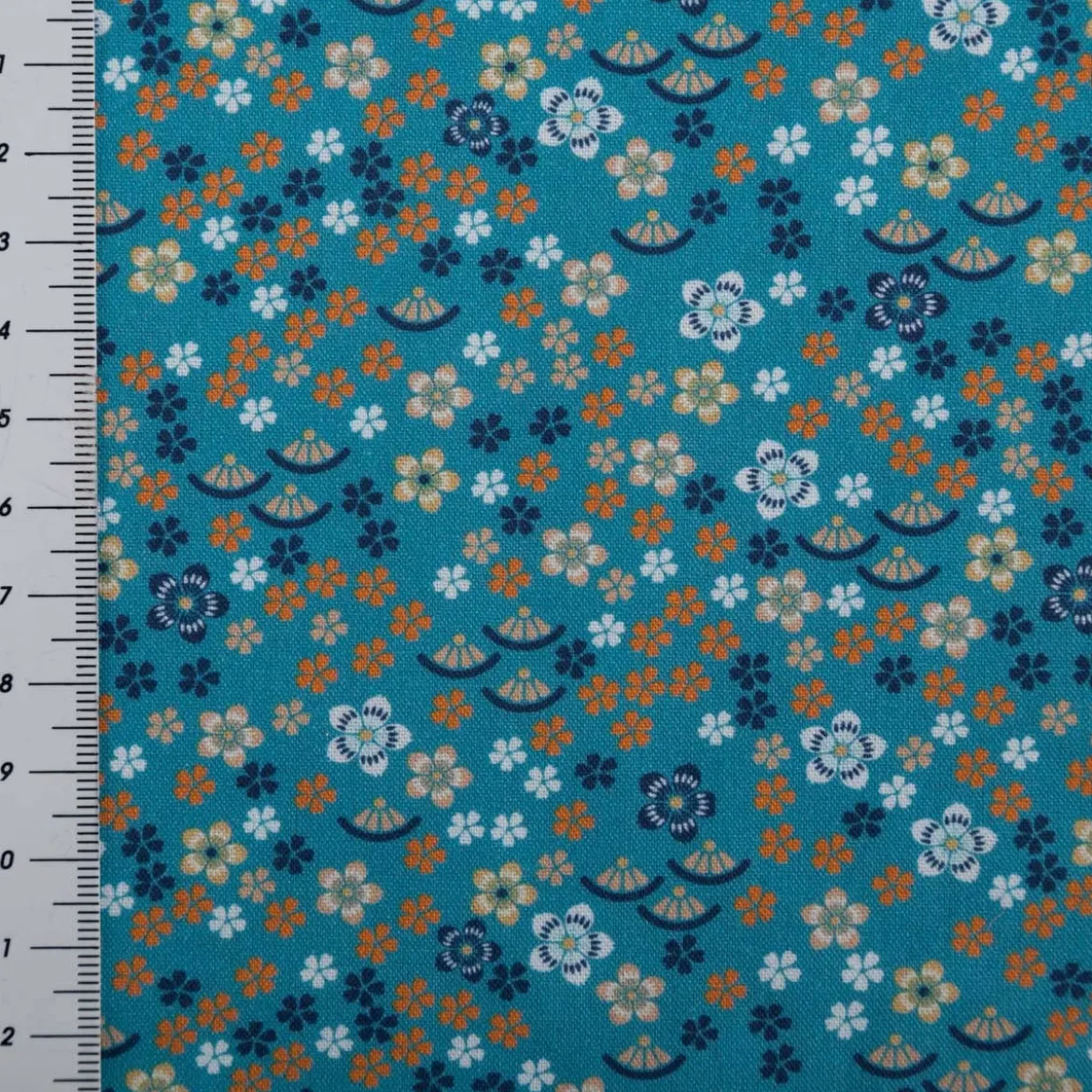 Baumwollstoff Popeline Stoff Millefleurs Blümchen türkis 1,45m Breite