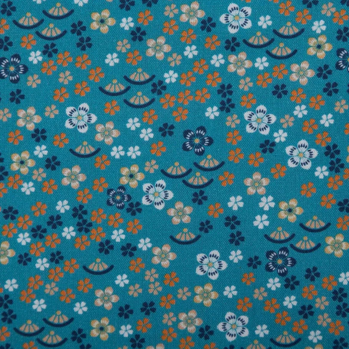 Baumwollstoff Popeline Stoff Millefleurs Blümchen türkis 1,45m Breite