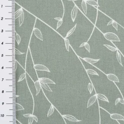 Baumwollstoff Popeline Stoff Zweige khaki-grün 1,45m Breite