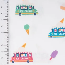 Baumwollstoff Popeline Stoff Ice Cream wollweiß bunt 1,45m Breite