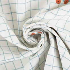 Baumwollstoff Popeline Stoff Lkw Karo wollweiß blau 1,45m Breite