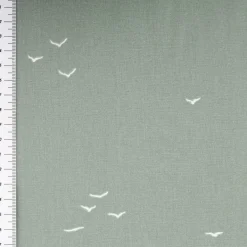 Baumwollstoff Popeline Stoff Vögel grün 1,45m Breite