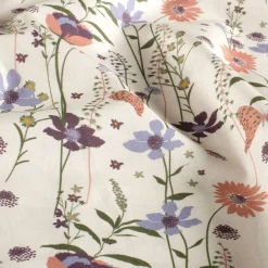 Baumwollstoff Popeline Stoff Blumen Schmetterlinge wollweiß lachsrosa blau 1,45m Breite