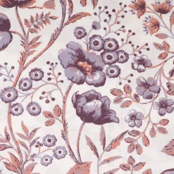 Baumwollstoff Popeline Stoff Blumenranken wollweiß braunrot lila 1,45m Breite