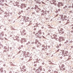 Baumwollstoff Popeline Stoff Vögel Blumen wollweiß beige weinrot 1,45m Breite