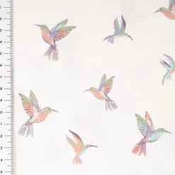 Baumwollstoff Popeline Stoff Kolibri wollweiß bunt 1,45m Breite