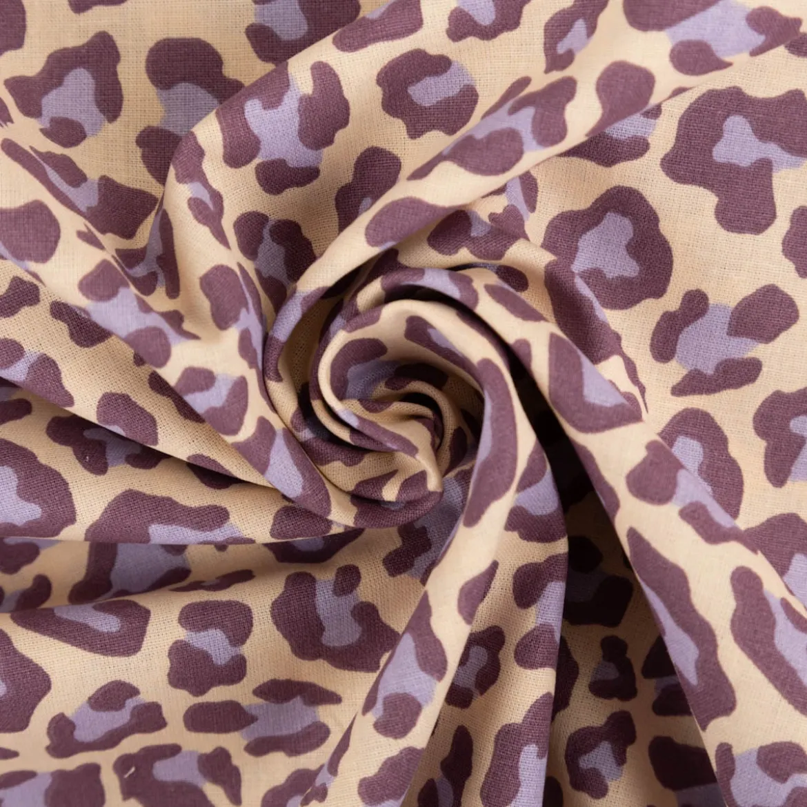 Baumwollstoff Popeline Stoff Leo beige lila 1,45m Breite