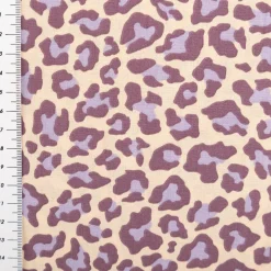Baumwollstoff Popeline Stoff Leo beige lila 1,45m Breite