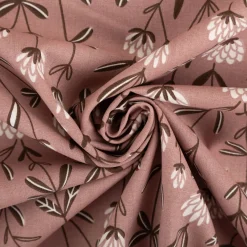 Baumwollstoff Popeline Stoff Blumen mauve ecru 1,45m Breite