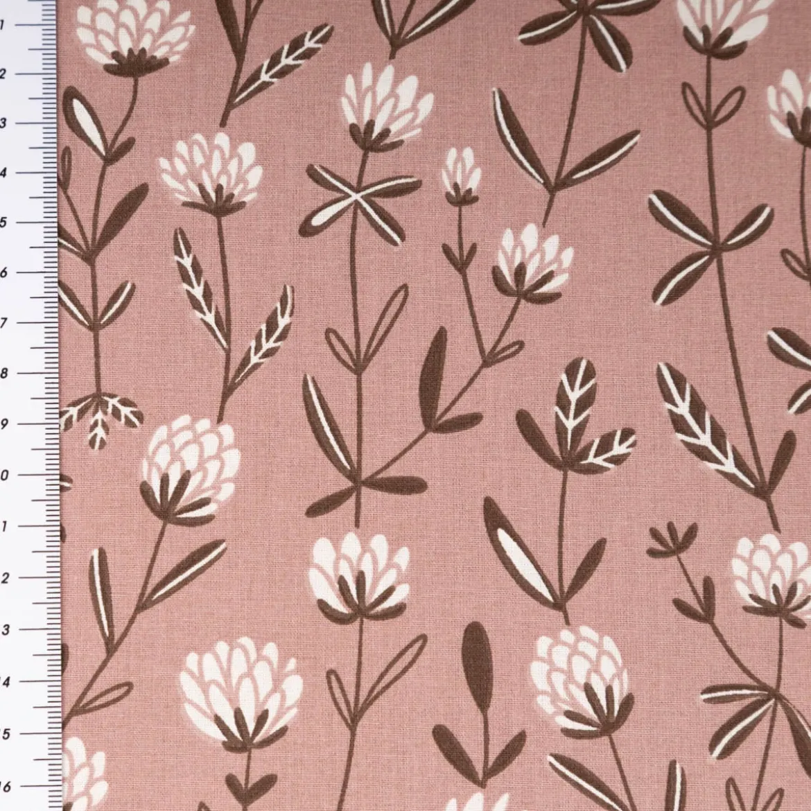 Baumwollstoff Popeline Stoff Blumen mauve ecru 1,45m Breite
