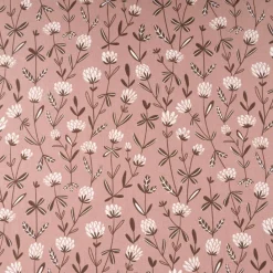 Baumwollstoff Popeline Stoff Blumen mauve ecru 1,45m Breite