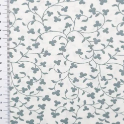 Baumwollstoff Popeline Stoff Blumenranken wollweiß blau 1,45m Breite