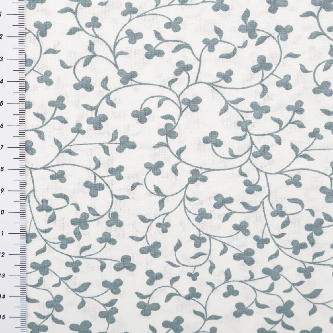 Baumwollstoff Popeline Stoff Blumenranken wollweiß blau 1,45m Breite