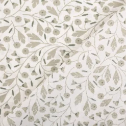 Baumwollstoff Popeline Stoff Blumen wollweiß grün 1,45m Breite