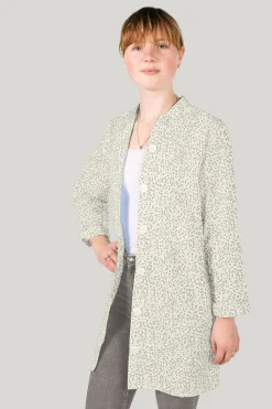 Baumwollstoff Popeline Stoff Blumen wollweiß grün 1,45m Breite