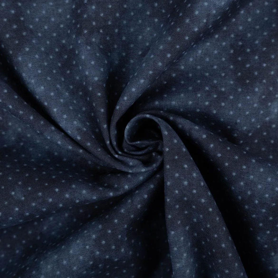 Baumwollstoff Popeline Stoff Pünktchen Serie Vintage Washed Marineblau 1,40m Breite