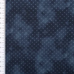 Baumwollstoff Popeline Stoff Pünktchen Serie Vintage Washed Marineblau 1,40m Breite