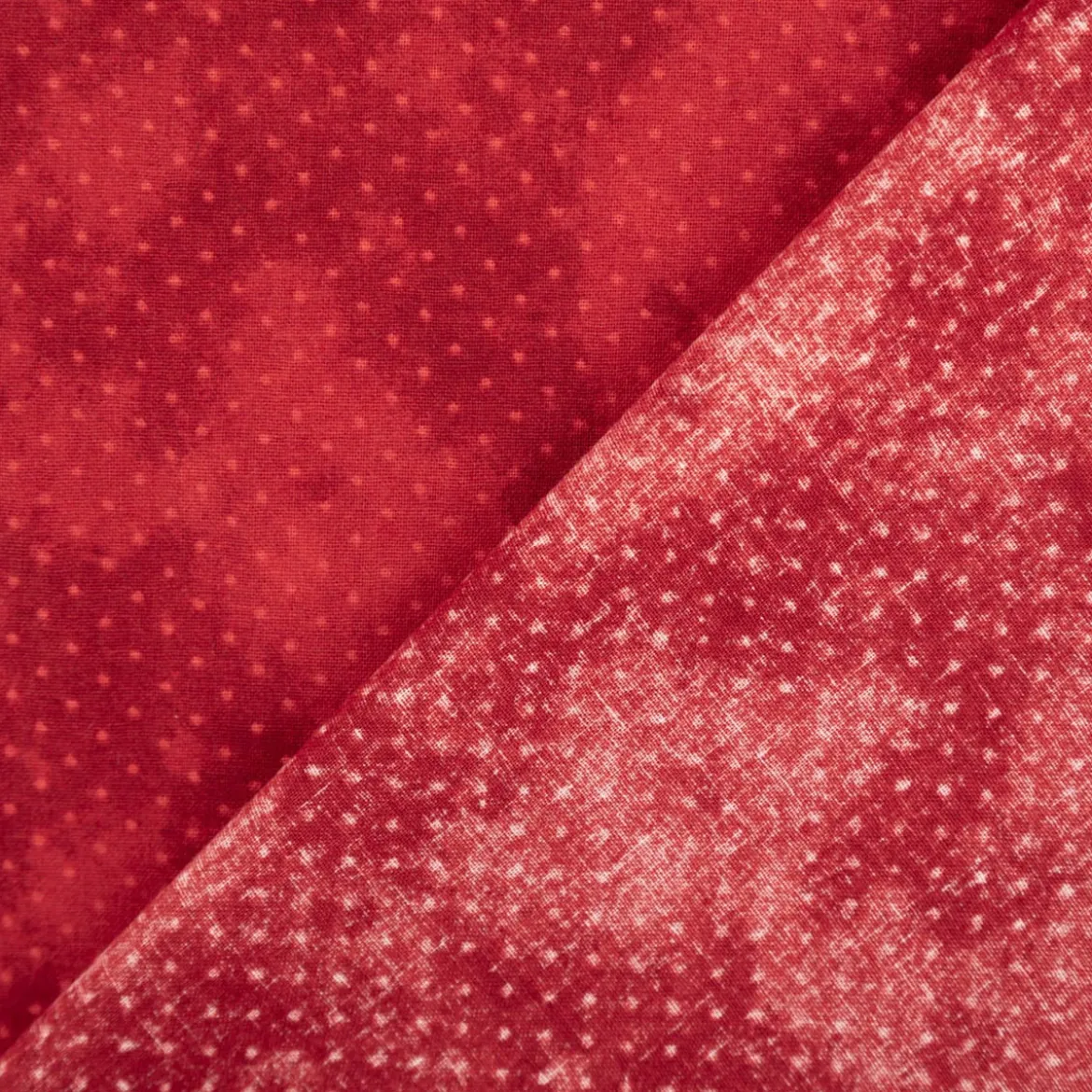 Baumwollstoff Popeline Stoff Pünktchen Serie Vintage Washed Rot 1,40m Breite