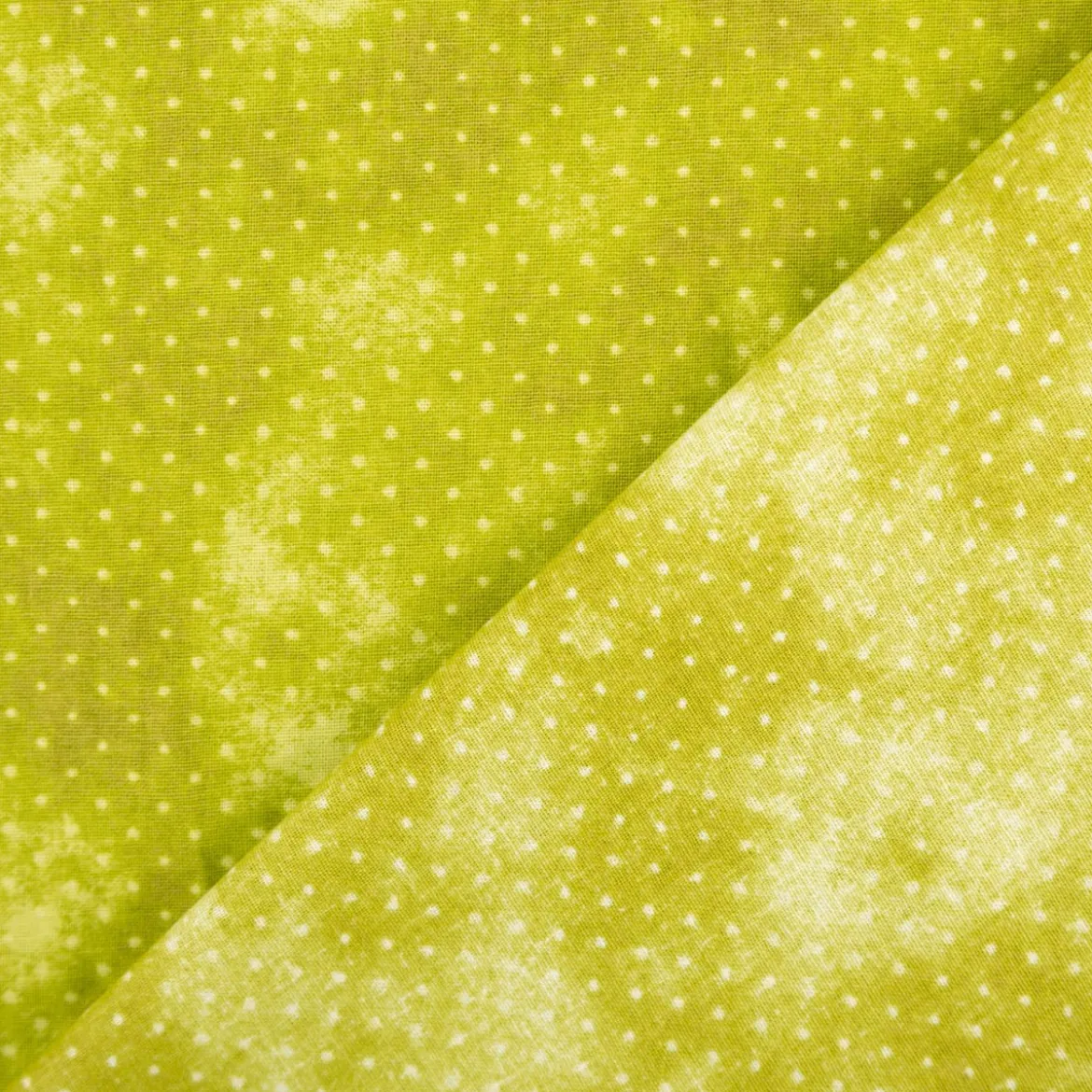 Baumwollstoff Popeline Stoff Pünktchen Serie Vintage Washed Grün 1,40m Breite