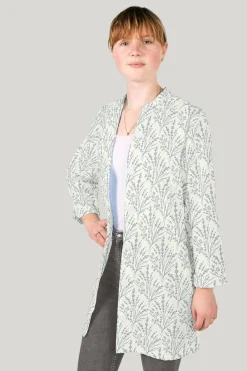 Baumwollstoff Popeline Stoff Blumen Gräser wollweiß blau 1,45m Breite