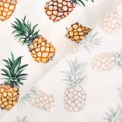 Baumwollstoff Popeline Stoff Ananas ecru gelb grün 1,40m Breite