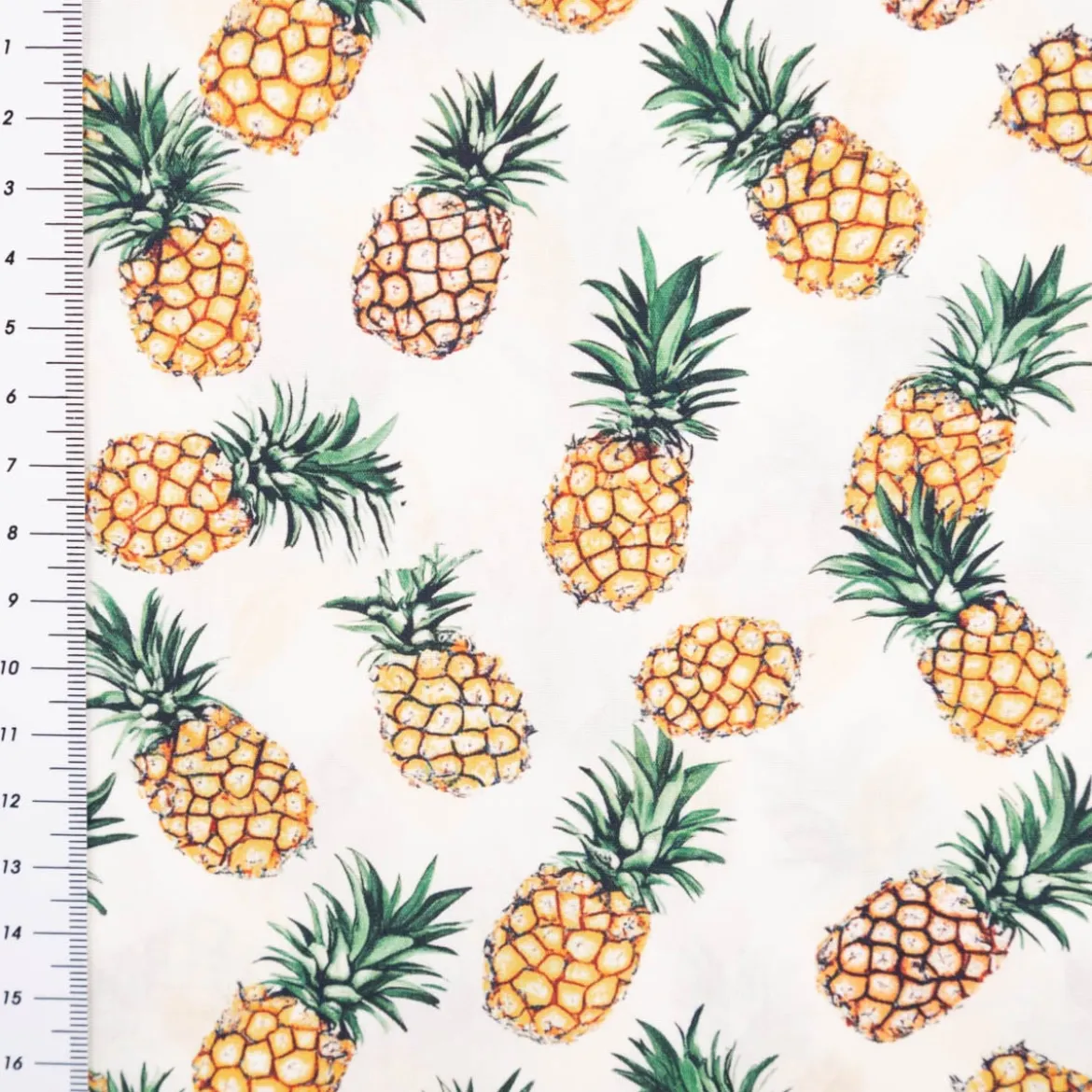 Baumwollstoff Popeline Stoff Ananas ecru gelb grün 1,40m Breite
